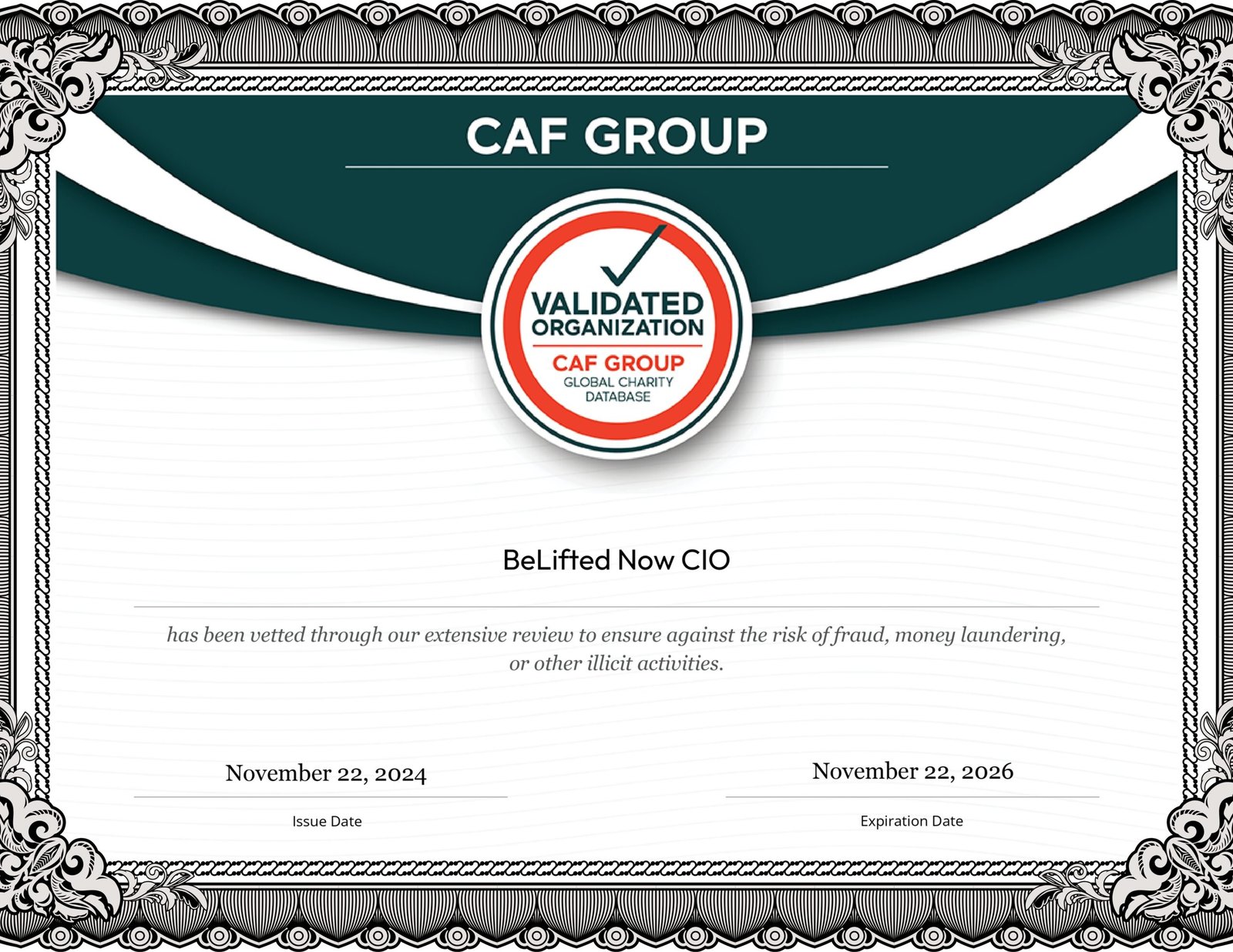 caf certificate